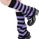 Century Star Leg Warmers for Women Girls Kawaii Y2K Leg Warmers Cutecore Gyaru Leg Warmer Goth Lolita Accessories (One Size, Black & Purple Stripes)
