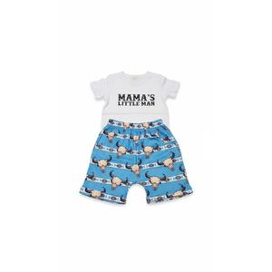 Boy's child set , T-shirt and Shorts, White and Blue Size 110