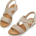 mysoft Women's Wedge Sandals Casual Low Heel Comfortable Walking Espadrilles Elastic Strap Slip on Shoes
