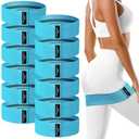 Lenwen 12 Pcs Fabric Resistance Bands for Working Out Booty Workout Stretch Exercise Band Non Slip for Legs Squat Resistance Loop for Women Men Starter Butt Hip Thigh Fitness (Blue,Medium Resistance)
