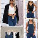 3 Pcs Women's Thermal Tank Tops Fleece Lined Sleeveless Underwear Vest Reversible U/v Neck Warm Base Layer Camisole