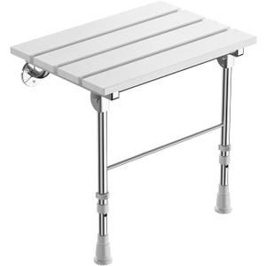 Folding Shower Seat Wall Mounted, White WPC