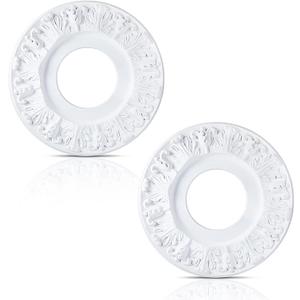 2 Pieces Ceiling Medallion Molded White PU Ceiling Medallions for Light Fixtures Cover Decorative Plate for Replacement Canopies Home Chandelier Fans 10"OD x3.5"ID
