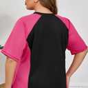 Halcurt Women's Plus Size Short Sleeve Rash Guard Swim Shirt with Built in Bra UPF50+ Lightweigt Swimsuit Top