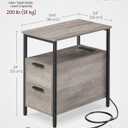 VASAGLE Side End Table with Charging Station, Slim Nightstand with Storage, 23.6"D x 11.8"W