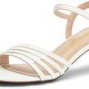 DREAM PAIRS Women's Kitten Heels Open Round Toe Comfortable Strappy Heels for Dressy Wedding Party Evening Sandals,Size 7.5,WHITE-PU,SDHS2406W