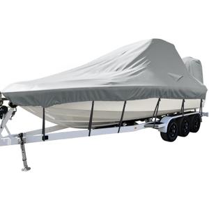 Wake Tower Boat Cover,1200D Marine Heavy Duty Waterproof Boat Cover,Fits V-Hull Bow Runabout Ski Boats, 25-27ft, Gray