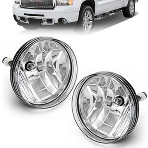 Fog Lights Assembly Compatible with 2007-2013 GMC Sierra 1500/2007-2014 Sierra 2500HD 3500HD Clear Lens Lamps(Not Fit Classic Models)