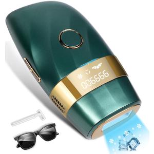 Laser Hair Removal for Women and Men : New Upgraded at Home Use IPL Hair Removal Device Permanent & Protection - 5 Levels Laser Hair Removal for Face Legs Arms and Whole Body Green