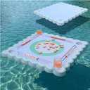 31.5" x 31.5" Floating Mahjong Table for Pool, Portable Floating Mahjong Mat for Card Games, Poker, Mahjong, Double-Sided Waterproof MahJongg Floating Table for Adults