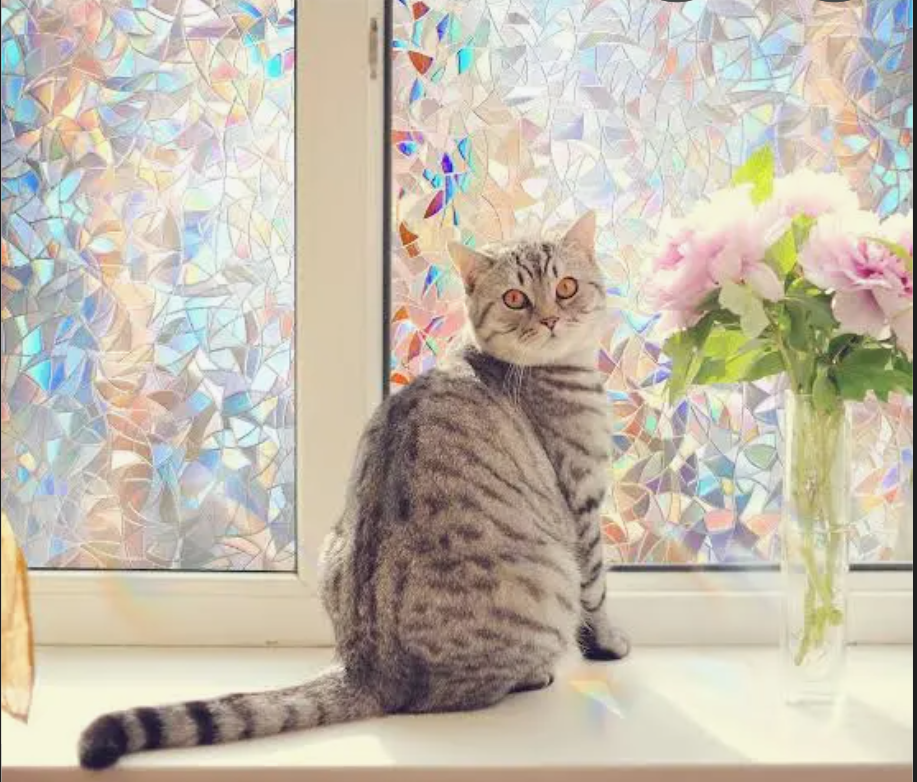 LOVADA Rainbow Window Privacy Film - 29.5" x 78.7" Static Cling Decorative Window Covering, Stained Glass Effect Privacy Film for Windows, No Glue Adhesive, Renter Friendly, Bathroom,Office,Home Decor