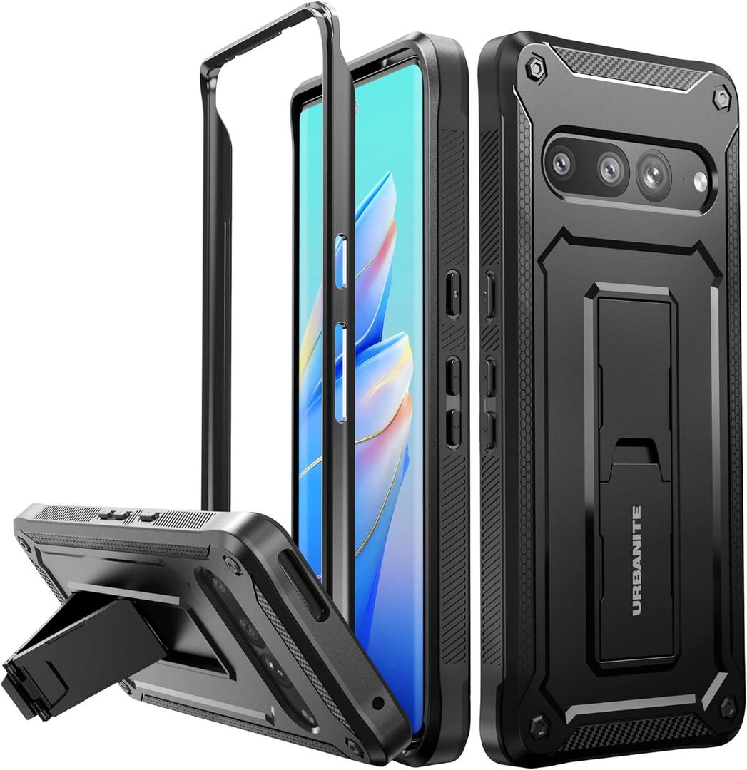URBANITE for Google Pixel 7 Pro Case, Military Grade Rugged Shockproof Protective Cover with Kickstand (Black)