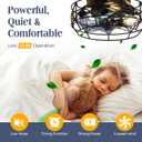Black Caged Ceiling Fans with Lights and Remote,6 Speeds,12 inch Industrial Flush Mount Ceiling Fan with Light，Modern Bladeless Fan Lights Ceiling Fixtures for Kitchen, Bedroom,Indoor