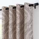 Vangao Damask Curtains Brown Curtains 84 Inch Length 2 Panels Set Paisley Medallion Print for Bedroom Living Room Darkening Drapes Vintage Linen Textured Window Treatment Brown on Beige 52 x 84 Inch