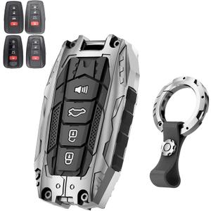 Heavy Key Fob Cover for Toyota,Car Key Case Protector for RAV4 Camry Highlander 4Runner Corolla Avalon Mirai Prius 86 C-HR HYQ14FBC Zinc Alloy Keychain (Silver)