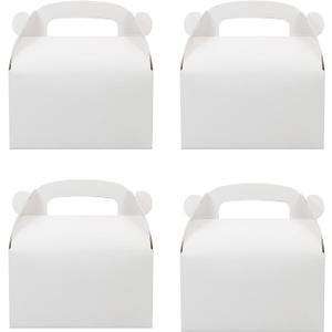 30-Pack White Party Favor Treat Boxes, Goodie Gable Paper Gift Boxes with Handles. Perfect for Wedding, Birthday, Graduation, Babyshower.
