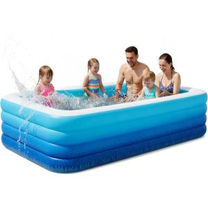 120" Large Inflatable Pool for Kids & Family, 4-Layer Thickened Blow Up Pool (Stronger Than 3-Layer), 0.32mm Heavy Duty PVC, Durable Swimming Pool for Adults, Kids & Pets Backyard Summer Blue
