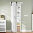 Bifold Barn Door 30 x 84 in (Double 15 inch)Bi-fold Sliding Closet Doors with Hardware Track kit Included, 2.8ft Rail for 2 Doors, MDF Wood Panel,PVC Surface, Save Space,DIY Assembly, White