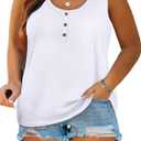 Womens Plus Size Tank Tops Summer Sleeveless Henley T-Shirts Tops Casual Button Down Tunics Shirts (XX-Large)