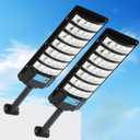 YUNICE Solar Street Lights Outdoor Dusk to Dawn Motion Sensor 280LED 6500K Solar Street Lights Outdoor Waterproof IP67 Parking Lot Light with Pole and Remote Control for Yard(2Pack)