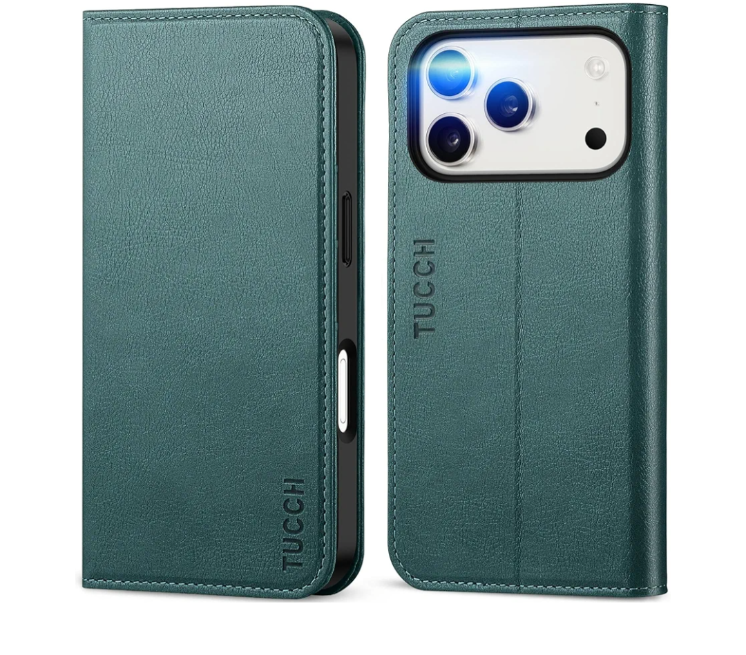 TUCCH Wallet Case for iPhone 17 Pro (6.3-Inch) 2025, 3 Credit Card Slot | RFID Blocking | Stand | PU Leather | Shockproof TPU Interior Shell | Protective Flip Folio Cover | Teal Blue