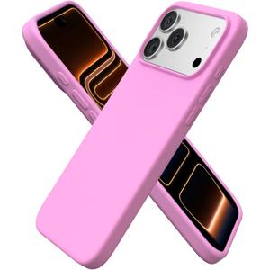 ORNARTO Compatible with iPhone 17 Pro Max Case 6.9", Slim Liquid Silicone 3 Layers Soft Gel Rubber Shockproof Protective Cover with Anti-Scratch Microfiber Lining-Cherry Blossom