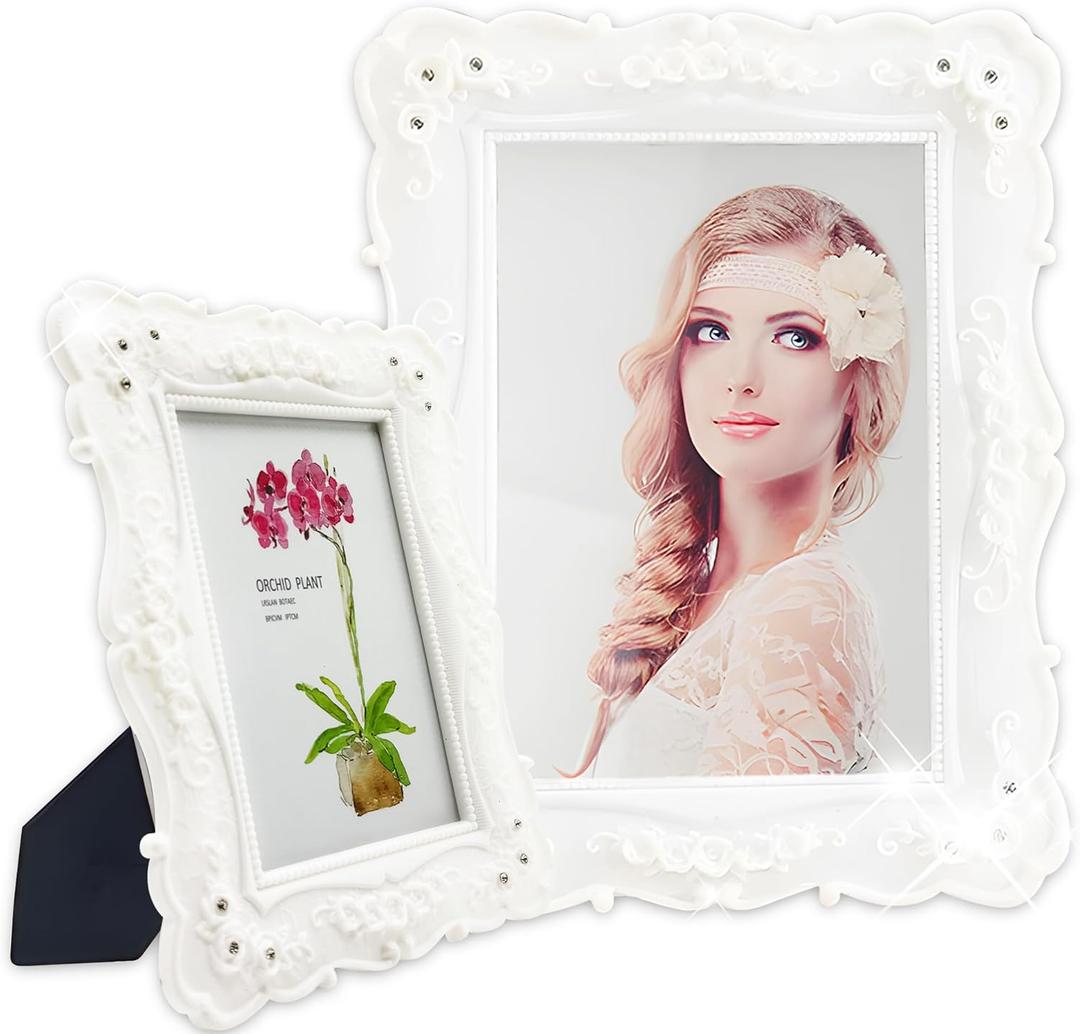 5x7 1PCS Vintage Picture Frame Plastics Handmade Photo Frame Glass Panel European style Suitable for tabletop