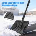 Snow Shovel, Snow Shovel for Driveway with Assist D-Handle and 11-Inch Blade, 42-Inch Adjustable Portable Survival Shovel for Driveway, Cars, Snowmobiles, Camping and Emergency