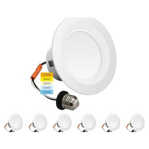 12 Pack 4 Inch Recessed LED Lighting,10W=75W,750LM,2700K/3000K/3500K/4000K/5000K,4 inch led recessed Lights, Baffle Trim,IC & Wet Rated, ETL & FCC,California JA8 Certified