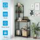 GILLAS 5 Tier Corner Shelf Stand, Freestanding Corner Shelf Unit Bookshelf, Corner Table with Shelf, Tall Storage Organizer Rack for Living Room, Bedroom, Office. Small Space, Metal (Square-shaped-B, Country Rustic)