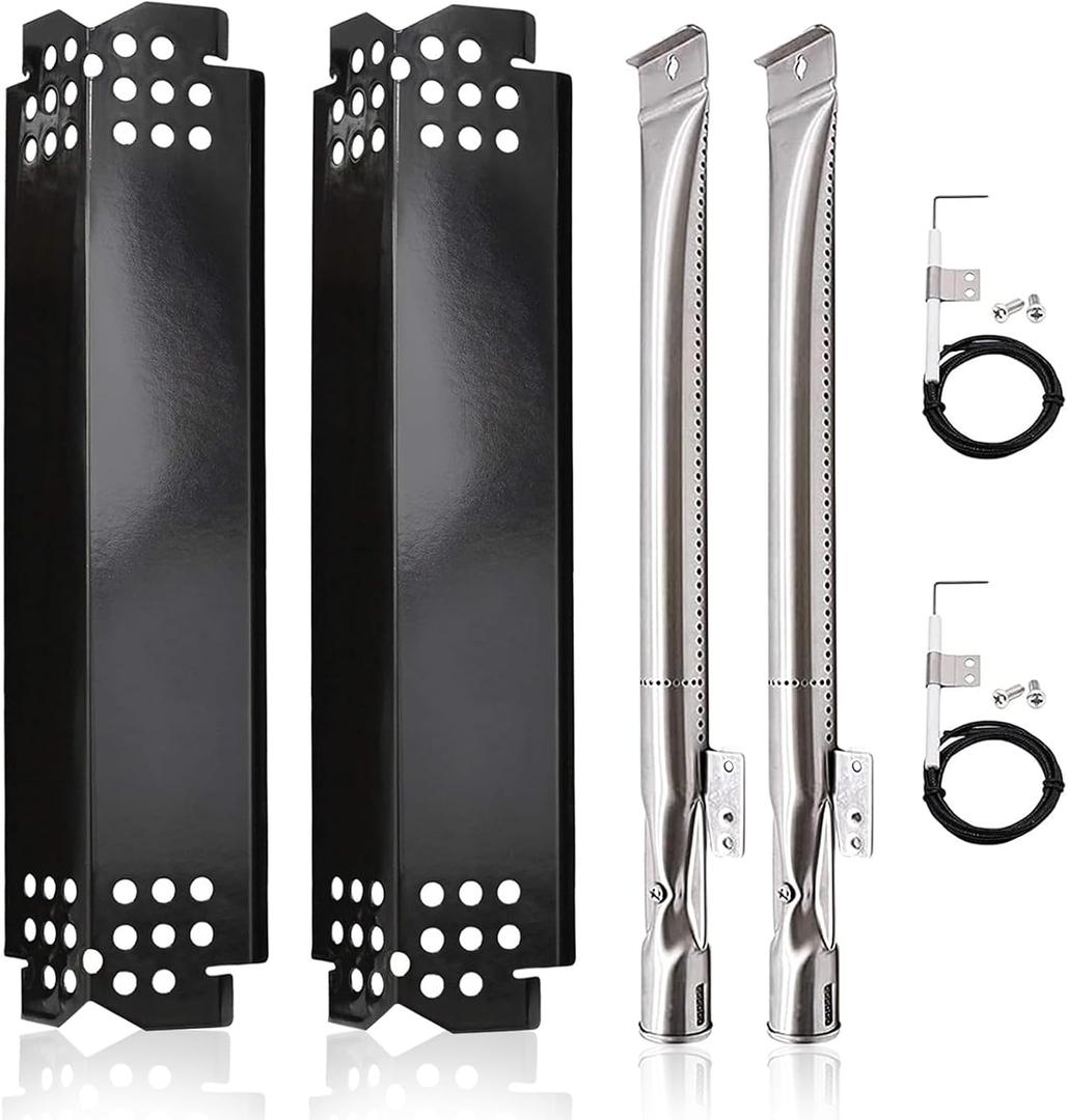 Criditpid Grill Replacement Parts for Nexgrill 2 Burner 720-0864M, 720-0864, 720-0830H, 720-0888N, 720-0864R, Grill Heat Plate Shields, Burners and Igniters for Nexgrill 720-0864M Replacement Parts (Porcelain Steel)