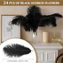 AceOrbit 24pcs Natural Black Ostrich Feathers 10-12inch with 12 Pack Faux Pearl Necklace Bulk Long Pearl Women's Jewelry 1920S Party Favor Centerpieces Wedding Bridal Shower Tea Birthday Decorations