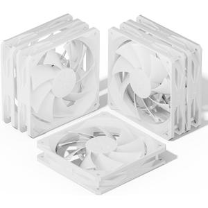 upHere 120mm White Computer Case Fans 5-Pack,High Performance Cooling Low Noise 3-Pin Hydraulic Bearing Ultra Quiet Long Life Up to 40,000 Hours,Compatible with Desktop,NT12043-5