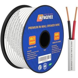 Kengiyel Speaker Wire 18 Gauge 50FT, Electrical Wire,18 AWG Stranded PVC Extension Cord, 12V Low Voltage/Tinned Copper/Flexible Cable for Automotive Wiring, Lamp Cord, Marine Cable-CCA