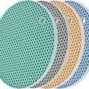 Smithcraft Silicone Trivets for Hot Dishes Pots & Pans, Round Pot Holders, Jar Opener Pads & Spoon Rest, Non Slip Hot Pads for Kitchen, Flexible Heat Resistant Mats for Counter Trivet Mat Set 4, (gray+blue+teal+beige)