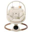 Baby Swing for Infants with 5 Point Harness, 5 Speeds Infant Swing with Soft Cushion, 10 Songs and Bluetooth Music for Newborn, Remote Control & Touch Panel Use, Beige