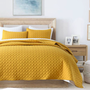 HORIMOTE HOME Yellow Quilt Twin Size, Lightweight Quilt for Summer Ultra-Soft Microfiber Modern Style Quilted Clouds Pattern Bedspread Quit Set 2 Pieces (1 Quilt and 1 Pillow Sham)