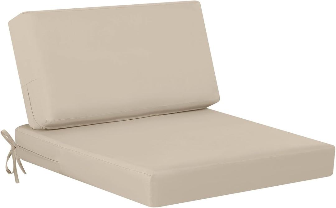 idee-home Outdoor Chair Cushions for Patio Furniture, Outdoor Seat Couch Cushion, Waterproof Hampton Bay Deep Seat Replacement Cushions for Garden Lawn Backyard Deck, 26.5 x 26.5 Beige