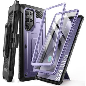 SUPCASE for Samsung Galaxy S24 Ultra Case with Stand, [Unicorn Beetle Pro] [2 Front Frames] [Built-in Screen Protector & Belt-Clip] Military-Grade Protection Phone Case for Galaxy S24 Ultra, Mauve