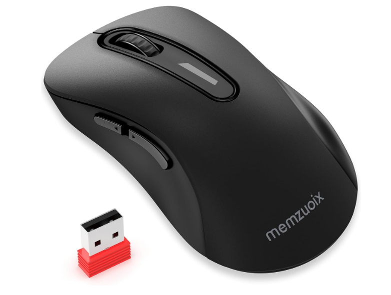 memzuoix 2.4G Wireless Mouse, 1400 DPI Computer Mice with USB Receiver, Portable Wireless USB Battery Powered Cordless Mouse for Laptop, PC, Desktop, 5 Buttons (Matte Black)