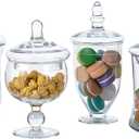 MyGift Set of 4 Glass Apothecary Jars Set, Clear Candy Jars with Lids