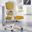 TRALT Office Chair - Ergonomic Desk Chair with Adjustable Lumbar Support, Mesh Computer Chair, Executive Chair for Home Office Comfortable Lumbar Support (1, White Yellow), Pack of 1