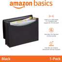 Amazon Basics Expanding Accordion File Organizer, Letter Size, 13 Compartments, Large Capacity Document Storage, Waterproof, Black, 1-Pack