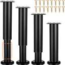 4 PCS Adjustable Furniture Legs, 7.08-13 Inch Heavy Duty Metal Support Legs for Bed, Sofa, Cabinet, Table, Black