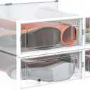 PARANTA 4-Piece Extra Large Boot and Shoe Storage Boxes, Stackable Clear Plastic Shoe Organizer, Space-Saving Shoe Boxes for Boots, Sneakers, and High Heels, Clear