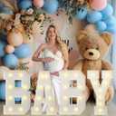 4FT Baby Marquee Letters Light Up Sign for Baby Shower Party Decor | Large Baby Letters for Girl Boy Gender Reveal Decorations, Foam Board, Need to Assemble