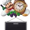 iPreference 2 in 1 Wall Clock and Black Board with Chef Décor Display and Leave Your Message on The rewritable Black Board, Decoration/ Home/ Kitchen/ Restaurant/ Bar