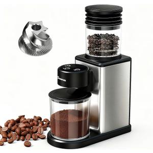 Conical Burr Coffee Grinder: Electric 200W 25-Setting - Adjustable for Espresso French Press Drip with Expandable Bean Hopper Low Noise Compact Design