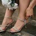 Women's Strappy Kitten Heels Square Open Toe Sandals Party Wedding Ankle Strap Shoes (Gray), Size 7.5