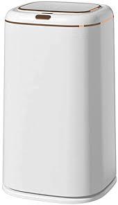 Sooyee 40L Automatic Trash Can with Lid,10.5 Gallon Bathroom Trash Can Smart Motion Sensor for Bedroom, Bathroom, Kitchen, Office, White and Gold Border Trash Bin,3 Opening Modes